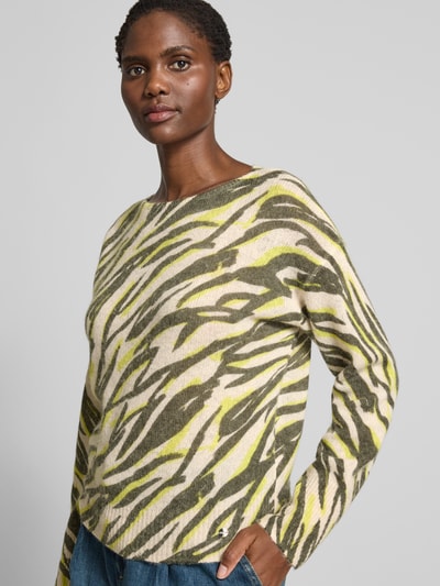 Brax Gebreide pullover met boothals, model 'STYLE.LISA' Neon groen - 3