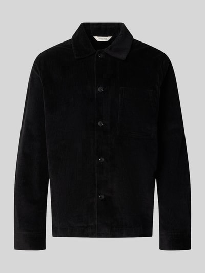 Produktfoto, Regular Fit Hemdjacke aus Baumwoll-Mix Modell 'OTTO' von Selected, Herren Freizeithemd in Schwarz, samtige Cordstruktur, gerade Form.