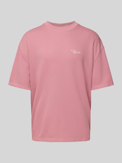 Pegador T-shirt o kroju oversized z wyhaftowanym logo model ‘SIGNAR’ Brudnoróżowy 2
