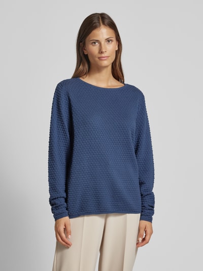 FREE/QUENT Strickpullover mit gerippten Abschlüssen Modell 'Dodo' Blau 4