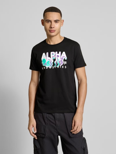 Alpha Industries T-Shirt mit Label-Print Modell 'Nebula' Black 4