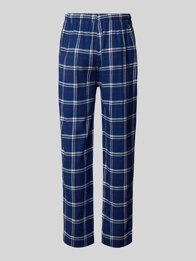 Produktfoto, Comfort Fit Pyjama-Hose aus reiner Baumwolle von Polo Ralph Lauren Underwear im blauen Tartan-Allover-Muster mit elastischem Bund, Tunnelzug, seitlichen Eingrifftaschen und Logo-Stitching, gefertigt aus Twill.