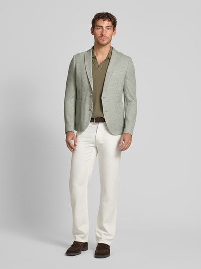 s.Oliver BLACK LABEL Slim Fit Anzugsakko aus meliertem Jersey Hellgruen 1