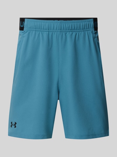 Produktfoto, Shorts mit elastischem Bund und Logo van Under Armour in blauw met zwarte elastische band, Steekzakken, regular fit, Bandwijdte maat M 39 cm, Binnenbeenlengte 15 cm