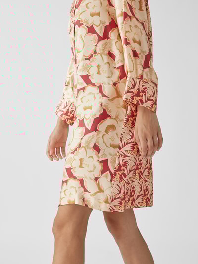 Mantero Seidenkleid mit floralem Allover-Muster Rot 6