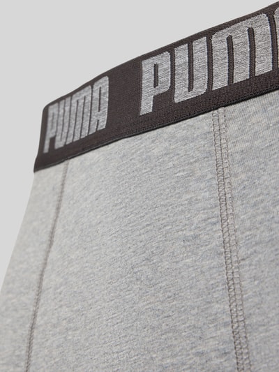 Produktfoto, Pant & Trunk aus Baumwoll-Mix im 2er-Pack von PUMA, grauer Stoff, sichtbare Nähte, schwarzer Bund, Nahaufnahme, Herren Pant & Trunk von PUMA