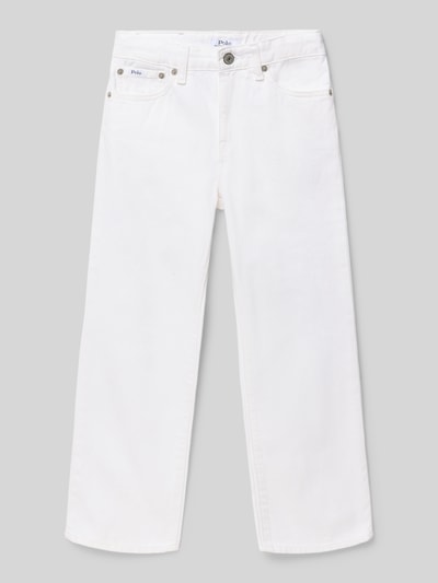 Produktfoto, Straight Fit Jeans aus reiner Baumwolle von Polo Ralph Lauren Teens in Optik: Unifarben, 5-Pocket-Design, Twill-Struktur, weiße Farbe