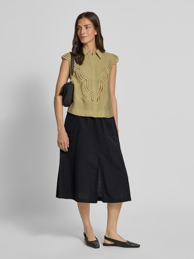 Christian Berg Woman Linnen rok met loopsplit Zwart - 1