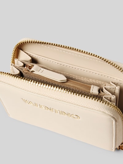 Produktfoto, Portemonnaie mit Münzfach Modell 'CLIO' von VALENTINO BAGS, kremowa faktura, złote zamki, przegrody na monety, banknoty i karty