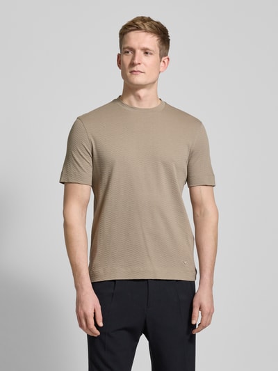 Emporio Armani T-Shirt mit geripptem Rundhalsausschnitt Dunkelbraun 4