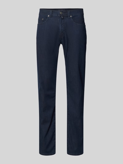 Produktfoto, Jeans mit Eingrifftaschen Modell 'Lyon' von Pierre Cardin, bawełniany miks ze stretch, krój tapered fit, jasny denim, Szerokość w rozmiarze 32/32: 42 cm, długość nogawki od wewnątrz 82 cm