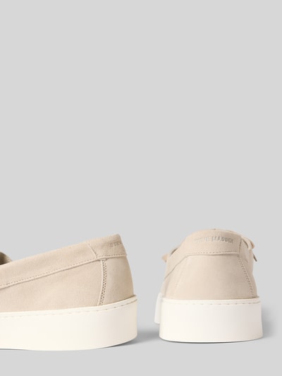 Produktfoto, Loafers aus Leder mit Schnürung Modell 'Leeway' von Steve Madden in Beige mit Gummisohle, Echtleder, 4 cm Absatzhöhe, 6 cm Schafthöhe und Schaftweite bei Größe 44.