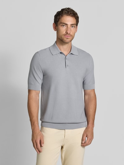 Matinique Slim fit poloshirt van katoenmix in tricotlook Lichtblauw - 4