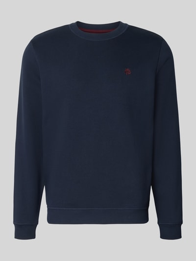 Produktfoto, dunkelblaues Sweatshirt aus Baumwoll-Mix von MCNEAL, Rundhalsausschnitt, lockere Passform, Label-Stitching, gerippte Abschlüsse.