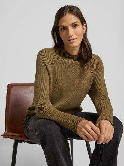 Soyaconcept Gebreide pullover met ribboorden, model 'KANITA' Olijfgroen gemêleerd - 3