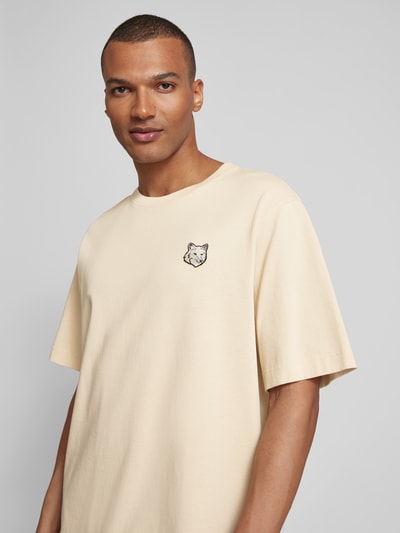 MAISON KITSUNE T-Shirt mit Label-Stitching Sand 3