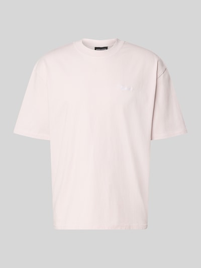 Produktfoto, Oversized T-Shirt mit Label-Stitching von Pegador in zartem Rosa, aus Reine Baumwolle, mit Rundhalsausschnitt, Oversized, Rückenlänge 70 cm bei Größe M, Herren T-Shirt
