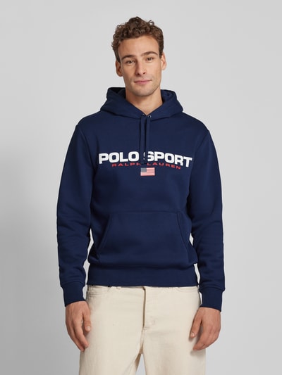 Polo Sport Hoodie met labelprint Donkerblauw - 4