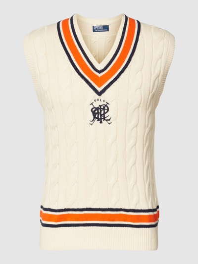 Polo Ralph Lauren Pullunder mit Kontraststreifen Modell 'CRICKET' Offwhite 2
