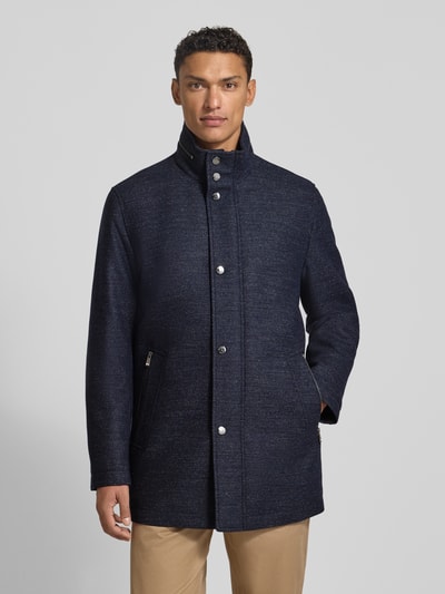 BOSS Regular fit wollen lange jas met opbergbare capuchon, model 'CAMRON' Marineblauw - 4