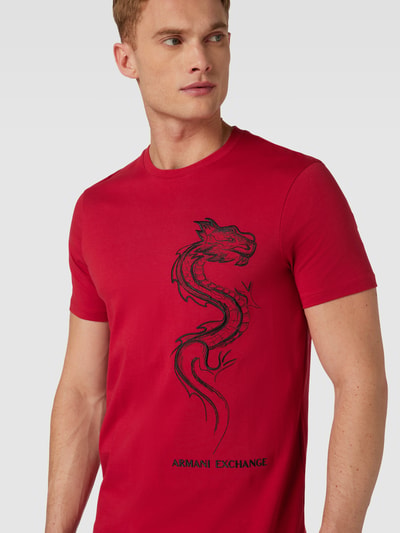 Armani Exchange T-Shirt mit Motiv-Stitching Modell 'Chinese Big Dragon' Rot 3