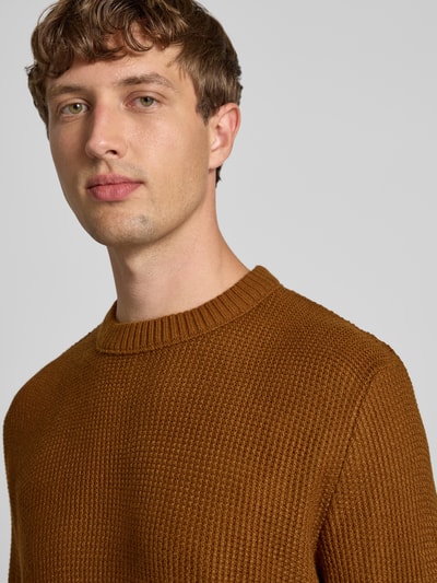 JACK & JONES Strickpullover mit Rundhalsausschnitt Modell 'ROY' Cognac 3