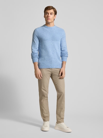 Brax Gebreide pullover met ribboorden, model 'Rick' Lichtblauw - 1