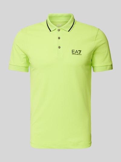 EA7 Emporio Armani Slim Fit Poloshirt mit Label-Print Neon Gruen 2