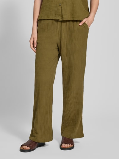 Tom Tailor Denim Straight leg broek van mousseline Olijfgroen - 4