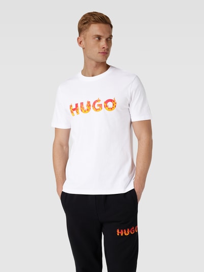 HUGO T-shirt z nadrukiem z logo model ‘Danda’ Biały 4