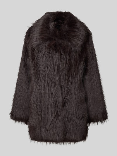 Selected Femme Płaszcz z imitacji futra o kroju regular fit z zapięciem na haftki model ‘BREA’ Ciemnobrązowy 2