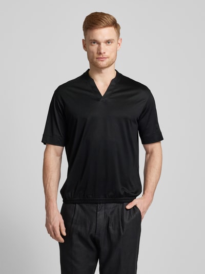 Emporio Armani T-shirt z kołnierzem z lamówką Czarny 4