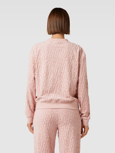 HUGO Sweatshirt met all-over labelmotief van badstof, model 'TERRY ME' Roze - 5