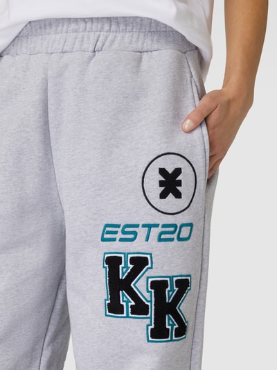 Karo Kauer Jogpants mit Stitchings und elastischem Bund Hellgrau Melange 3