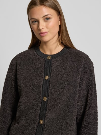 Neo Noir Teddyjacke mit Knopfleiste Mittelgrau 3