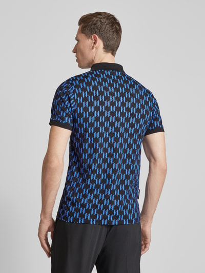 Karl Lagerfeld Slim fit poloshirt met all-over logomotief Koningsblauw - 5