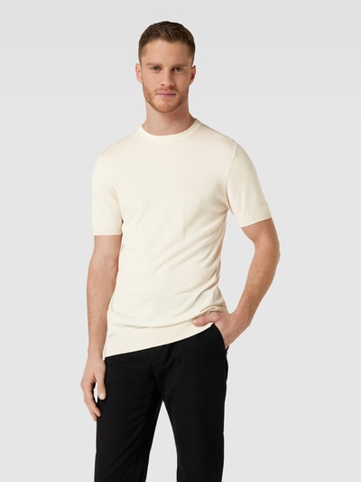 Profuomo T-Shirt im unifarbenen Design Offwhite 4