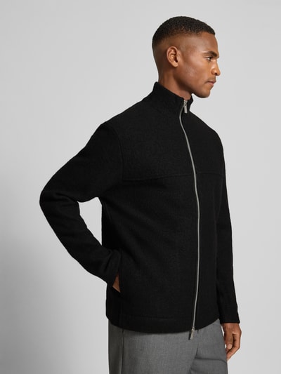 SELECTED HOMME Regular fit cardigan van zuivere wollen bouclé, model 'NEALY' Zwart - 3