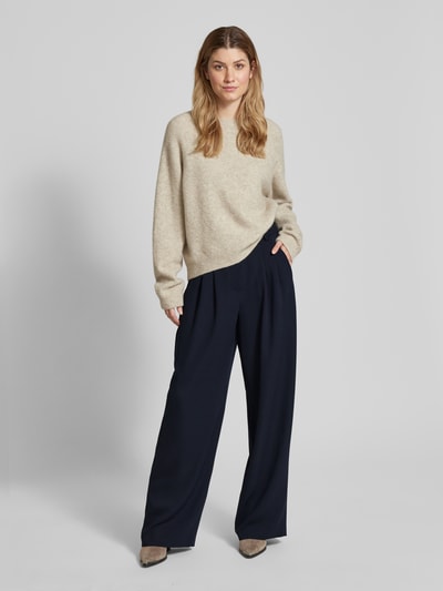 Raffaello Rossi Wide leg stoffen broek met bandplooien, model 'MAYLA' Marineblauw - 1