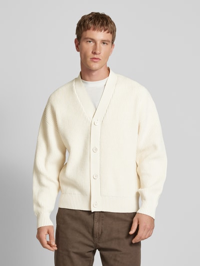 Jack & Jones Cardigan mit V-Ausschnitt Modell 'DASH' Offwhite 4