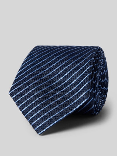 Produktfoto, Krawatte aus Seide im Allover-Look (8 cm) von JOOP! Collection, feine Struktur, dunkelblau mit hellblauen Streifen.