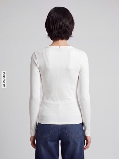 Tommy Jeans Bluzka z długim rękawem z dekoltem henley Biały 5