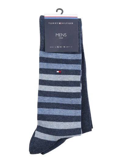 Tommy Hilfiger Skarpety z detalem z logo w zestawie 2 szt. model ‘DUO STRIPE SOCK’ Jeansowy niebieski 2