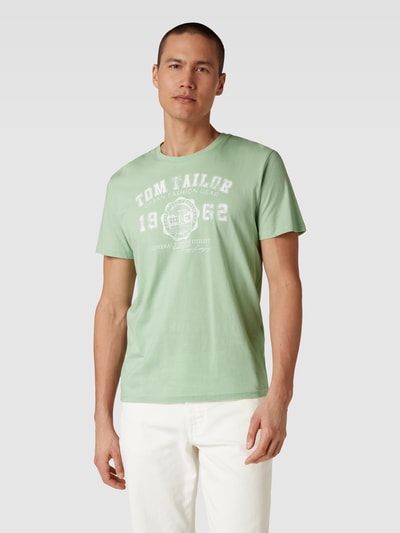 Tom Tailor T-shirt met labelprint Lichtgroen - 4