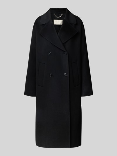 Milano Italy Płaszcz z wełny z kołnierzem z połami Czarny 2