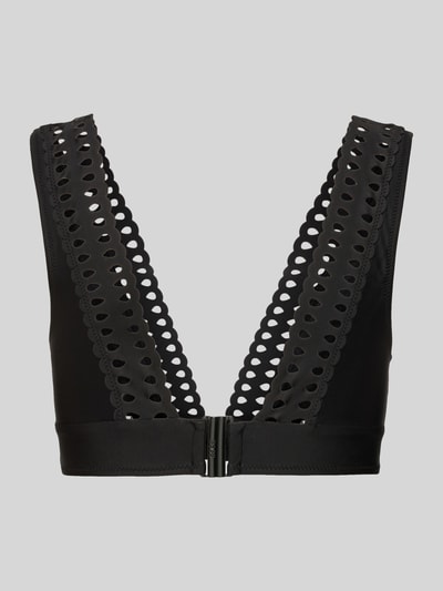 BOSS Bikinitop met golvende zoom, model 'EYELET' Zwart - 3