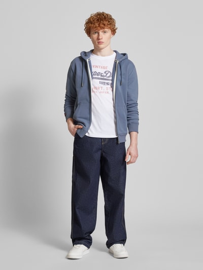 Superdry Sweatjack met labelstitching Rookblauw - 1