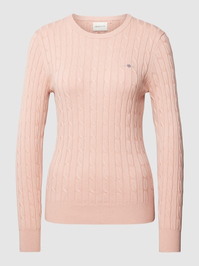 Gant Gebreide pullover met kabelpatroon Oudroze - 2