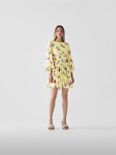 ROTATE BIRGER CHRISTENSEN Minikleid mit floralem Allover-Muster Hellgelb 1
