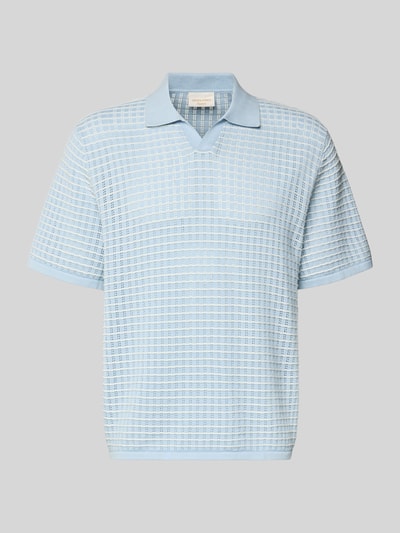 Produktfoto, Regular Fit Poloshirt mit V-Ausschnitt van Jack & Jones, lichtblauw, puur katoen, gebreid shirt, ruglengte maat M 67 cm